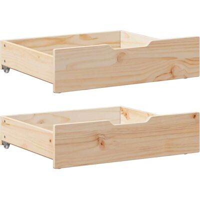 vidaXL Bed drawers with wheels 2 pcs 65x55x16 cm Solid Pine Wood Brown - Storage Drawers vidaXL Bed drawers with wheels 2 pcs 65x55x16 cm Solid Pine Wood Brown - Storage Drawers