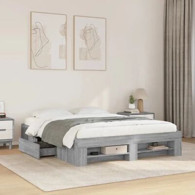 vidaXL 3295462 Bettgestell - Holzwerkstoff, Grau Sonoma, 160x200 cm - Bettgestell vidaXL 3295462 Bettgestell - Holzwerkstoff, Grau Sonoma, 160x200 cm - Bettgestell