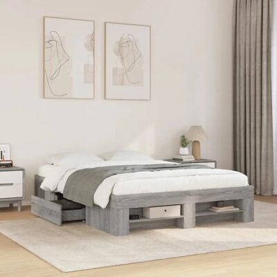 vidaXL Bettgestell Grau Sonoma - Bettgestell & Stauraum - 120x200 cm vidaXL Bettgestell Grau Sonoma - Bettgestell & Stauraum - 120x200 cm