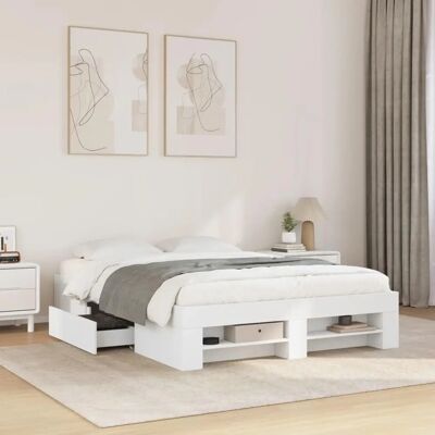 vidaXL Bed Frame 135x190 cm Wit Engineered Wood - Bed Type vidaXL Bed Frame 135x190 cm Wit Engineered Wood - Bed Type