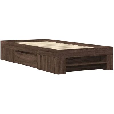 vidaXL Bettgestell - Braune Eiche - Unterstützung 75x190 cm vidaXL Bettgestell - Braune Eiche - Unterstützung 75x190 cm