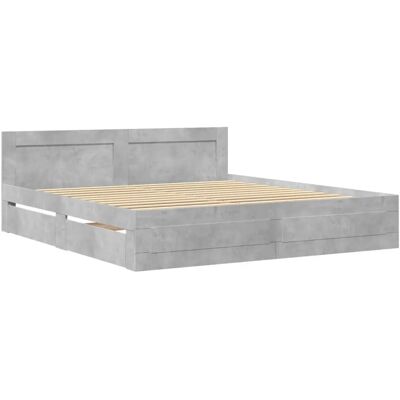 vidaXL Bettgestell mit Kopfteil - Betonggrau King Size - Bettgestell vidaXL Bettgestell mit Kopfteil - Betonggrau King Size - Bettgestell