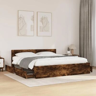 vidaXL Sengegavl med hovedgærde - Røgfaget eg - 180x200cm - Sengetype vidaXL Sengegavl med hovedgærde - Røgfaget eg - 180x200cm - Sengetype