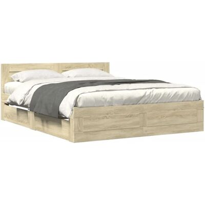 vidaXL Sengestel med hovedgærde - Sonoma eg 160x200 cm vidaXL Sengestel med hovedgærde - Sonoma eg 160x200 cm
