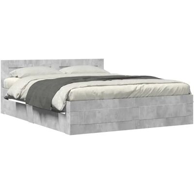vidaXL Bettgestell mit Kopfteil - Robustes 160x200 cm Graues Bett vidaXL Bettgestell mit Kopfteil - Robustes 160x200 cm Graues Bett