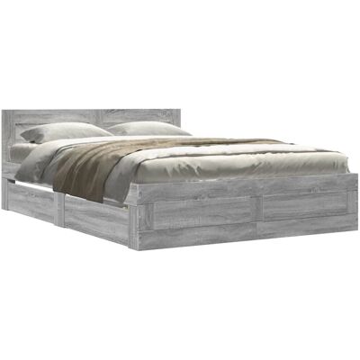 vidaXL Bettgestell mit Kopfteil - Bett Grau Sonoma 140x200 cm vidaXL Bettgestell mit Kopfteil - Bett Grau Sonoma 140x200 cm