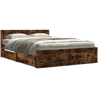 vidaXL Bettgestell mit Kopfteil - 120x200cm - Räuchereiche - Langlebiges Holz vidaXL Bettgestell mit Kopfteil - 120x200cm - Räuchereiche - Langlebiges Holz