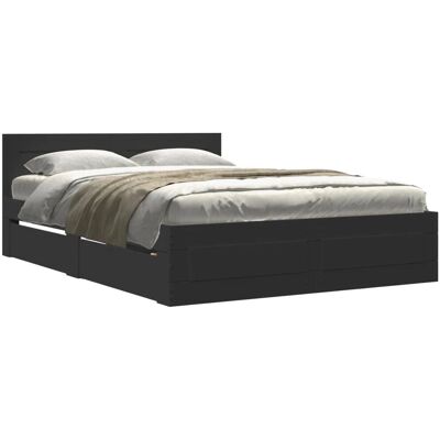 vidaXL Bed Frame with Storage Drawers - Bed Frame - Black vidaXL Bed Frame with Storage Drawers - Bed Frame - Black
