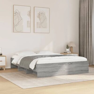 vidaXL Bed Frame Grey Sonoma 160x200 cm Engineered Wood - Bed Frame vidaXL Bed Frame Grey Sonoma 160x200 cm Engineered Wood - Bed Frame