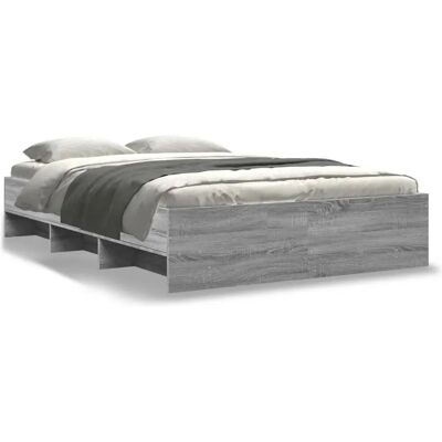 vidaXL Bettgestell Grau Sonoma 140x190 cm Holzwerkstoff - Bettrahmen vidaXL Bettgestell Grau Sonoma 140x190 cm Holzwerkstoff - Bettrahmen