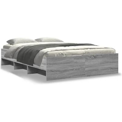vidaXL Bettgestell Grau Sonoma 135x190 cm Holzwerkstoff - Bettgestell vidaXL Bettgestell Grau Sonoma 135x190 cm Holzwerkstoff - Bettgestell