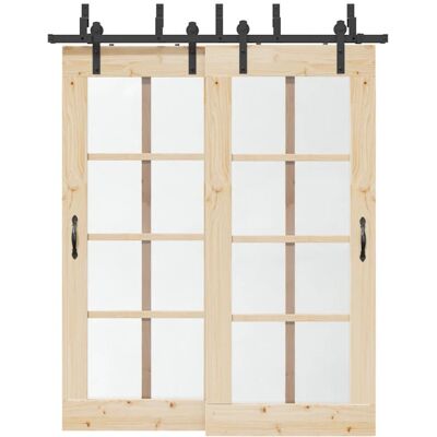 vidaXL Stahl Schwarz Schiebetürbeschlag 183 cm - Schiebetür vidaXL Stahl Schwarz Schiebetürbeschlag 183 cm - Schiebetür