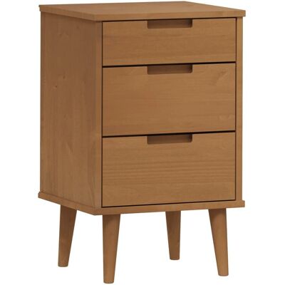 vidaXL MOLDE Mesita de noche - Mesita de noche - Marrón - Madera de pino maciza vidaXL MOLDE Mesita de noche - Mesita de noche - Marrón - Madera de pino maciza