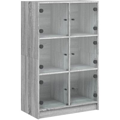 vidaXL Korkea kaappi ovilla Grey Sonoma - Sohvapöytä - Makuuhuoneen huonekalut vidaXL Korkea kaappi ovilla Grey Sonoma - Sohvapöytä - Makuuhuoneen huonekalut