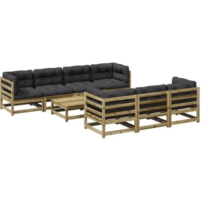 vidaXL 8-Tlg. Garten-Sofagarnitur Kiefernholz Imprägniert - Natur vidaXL 8-Tlg. Garten-Sofagarnitur Kiefernholz Imprägniert - Natur