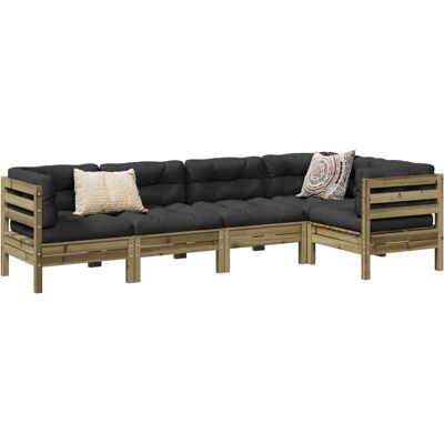 vidaXL 5-tlg. Garten-Sofagarnitur mit Kissen - Gartenmöbel vidaXL 5-tlg. Garten-Sofagarnitur mit Kissen - Gartenmöbel