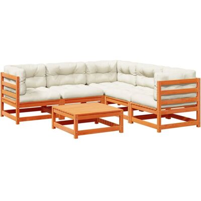 vidaXL 6-Teiliges Garten-Sofagarnitur Kiefernholz - Wachsbraun vidaXL 6-Teiliges Garten-Sofagarnitur Kiefernholz - Wachsbraun