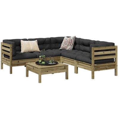 vidaXL 6-tlg. Garten-Sofagarnitur mit Kissen - Gartenmöbel vidaXL 6-tlg. Garten-Sofagarnitur mit Kissen - Gartenmöbel