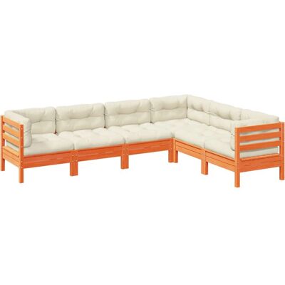 VidaXL Gartenmöbel-Set - Wachsbraun - 6-teiliges moduläres Sofa-Set VidaXL Gartenmöbel-Set - Wachsbraun - 6-teiliges moduläres Sofa-Set