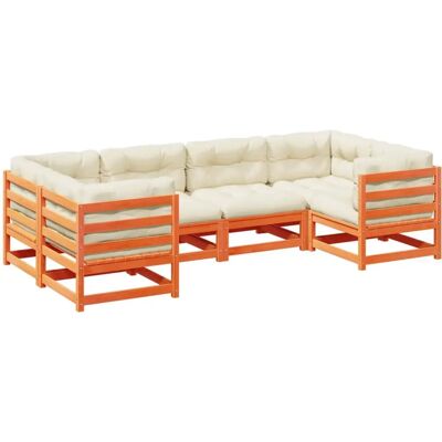 vidaXL Gartensofa-Set 6-teilig mit Kissen - Wachsbraun - Gartenmöbel vidaXL Gartensofa-Set 6-teilig mit Kissen - Wachsbraun - Gartenmöbel