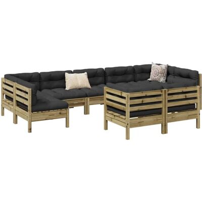 vidaXL 9-Tlg. Garten-Sofagarnitur Mit Kissen Massivholz Douglasie vidaXL 9-Tlg. Garten-Sofagarnitur Mit Kissen Massivholz Douglasie