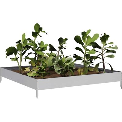 vidaXL Hochbeet 100x100x18,5 cm Verzinkter Stahl Silber vidaXL Hochbeet 100x100x18,5 cm Verzinkter Stahl Silber