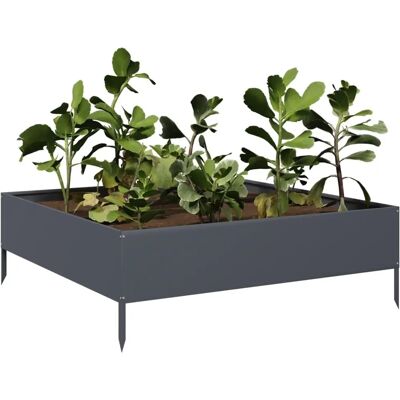 vidaXL Hochbeet Anthrazit 100x100x33.5 cm Stahl - Garden Raised Bed vidaXL Hochbeet Anthrazit 100x100x33.5 cm Stahl - Garden Raised Bed