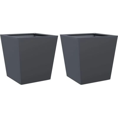 vidaXL Pflanzkübel Anthrazit 2 Stk. 40x40x40 cm Stahl - Gartenkübel vidaXL Pflanzkübel Anthrazit 2 Stk. 40x40x40 cm Stahl - Gartenkübel