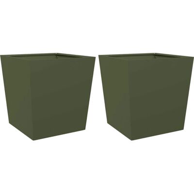 vidaXL Stalen Tuinplantbak 50x50x50 cm Olijfgroen - Tuinplanter vidaXL Stalen Tuinplantbak 50x50x50 cm Olijfgroen - Tuinplanter