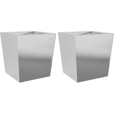 vidaXL Stahl-Gartenpflanzkübel 50x50x50 cm 2 Stück Grau - Pflanzkübel vidaXL Stahl-Gartenpflanzkübel 50x50x50 cm 2 Stück Grau - Pflanzkübel