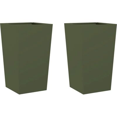 vidaXL Pflanzkübel Olive Green 2 Stk 45x45x75 cm Stahl - Gartenkübel vidaXL Pflanzkübel Olive Green 2 Stk 45x45x75 cm Stahl - Gartenkübel