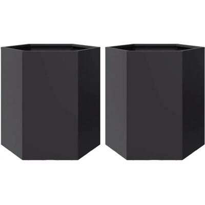 vidaXL Garten-Pflanzgefäße 2 Stück Schwarz Sechseckig - Gartenplanter vidaXL Garten-Pflanzgefäße 2 Stück Schwarz Sechseckig - Gartenplanter