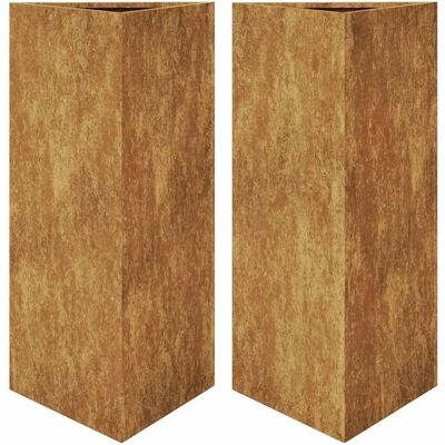 vidaXL 2 Stück Gartensäulen Dreieckig 40x40x75 cm Wetterfester Stahl - Gartenpflanzkübel vidaXL 2 Stück Gartensäulen Dreieckig 40x40x75 cm Wetterfester Stahl - Gartenpflanzkübel