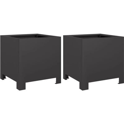 vidaXL Pflanzkübel 2 Stk. Schwarz Stahl - Pflanztopf vidaXL Pflanzkübel 2 Stk. Schwarz Stahl - Pflanztopf