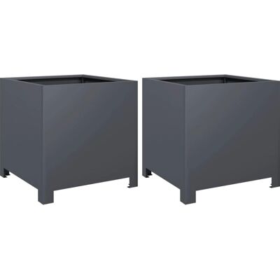 vidaXL Pflanzkübel 40x40x40 cm Stahl - 2 Stk. Anthrazit vidaXL Pflanzkübel 40x40x40 cm Stahl - 2 Stk. Anthrazit