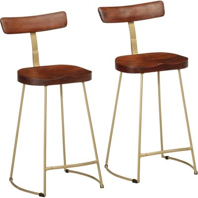 vidaXL Gavin Bar Stools - Solid Mango Wood - 2 pcs vidaXL Gavin Bar Stools - Solid Mango Wood - 2 pcs