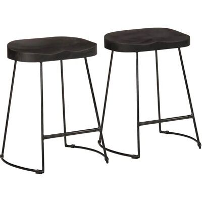 vidaXL Gavin Barkruk - Massief mangohout - Zwart - 46x38x52 cm vidaXL Gavin Barkruk - Massief mangohout - Zwart - 46x38x52 cm