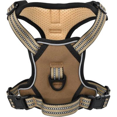 vidaXL Hundegeschirr mit reflektierenden Streifen verstellbar Braun L - Hundegeschirr vidaXL Hundegeschirr mit reflektierenden Streifen verstellbar Braun L - Hundegeschirr