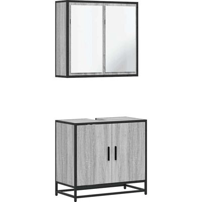 vidaXL 3300888 Badeværelsesmøbelssæt - Grey Sonoma - Holdbart Materiale vidaXL 3300888 Badeværelsesmøbelssæt - Grey Sonoma - Holdbart Materiale