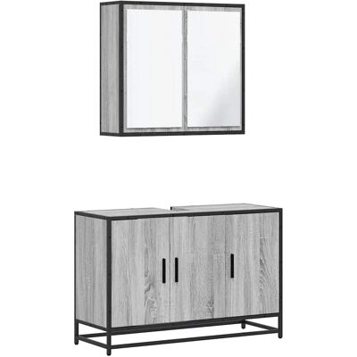 vidaXL 3300893 Grijs Sonoma Badkamermeubelset - Badkamermeubelset vidaXL 3300893 Grijs Sonoma Badkamermeubelset - Badkamermeubelset