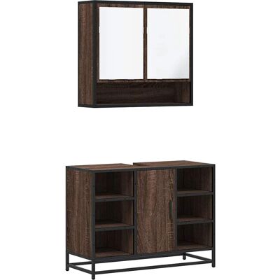 vidaXL Bathroom Furniture Set - 2 Piece Brown Oak - Bathroom Furniture Set vidaXL Bathroom Furniture Set - 2 Piece Brown Oak - Bathroom Furniture Set
