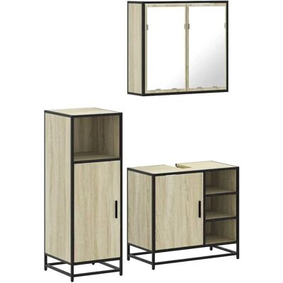 vidaXL 3300966 Badeværelsesmøbel-Set - 3 Stykker, Sort, Konstruktionstræ vidaXL 3300966 Badeværelsesmøbel-Set - 3 Stykker, Sort, Konstruktionstræ