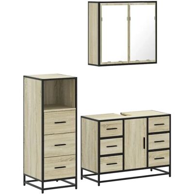 vidaXL Sonoma Eiche 3-teiliges Badmöbel-Set vidaXL Sonoma Eiche 3-teiliges Badmöbel-Set
