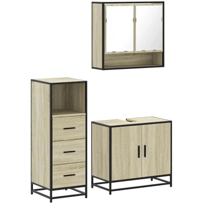 vidaXL Bathroom Furniture Set - Brown Oak - 3 Piece vidaXL Bathroom Furniture Set - Brown Oak - 3 Piece