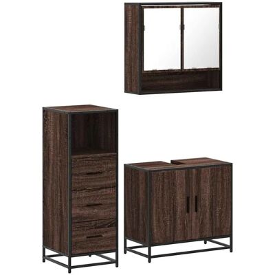 vidaXL 3301039 Bathroom Furniture Set - Brown Oak - Durable, Stylish Storage vidaXL 3301039 Bathroom Furniture Set - Brown Oak - Durable, Stylish Storage