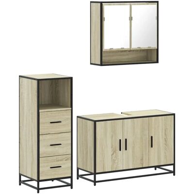 vidaXL 3301041 Bathroom Furniture Set - Smoked Oak vidaXL 3301041 Bathroom Furniture Set - Smoked Oak