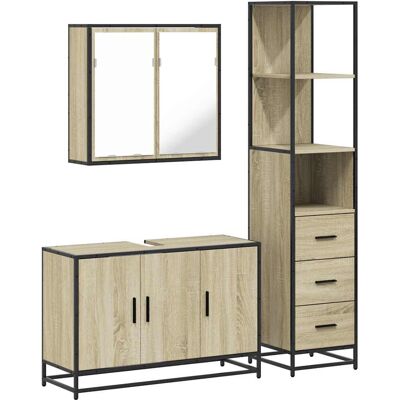 vidaXL 3301131 Badeværelsesmøbel sæt - 3 dele, Sort, MDF - Badeværelsesmøbler vidaXL 3301131 Badeværelsesmøbel sæt - 3 dele, Sort, MDF - Badeværelsesmøbler