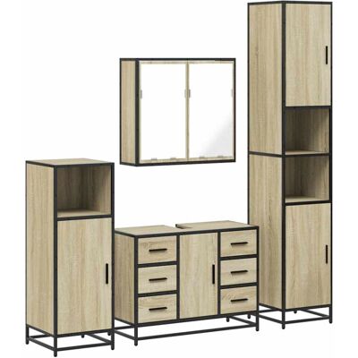 vidaXL Sonoma Eichenbadmöbel-Set - 4-teilig, Modern Industriestil vidaXL Sonoma Eichenbadmöbel-Set - 4-teilig, Modern Industriestil