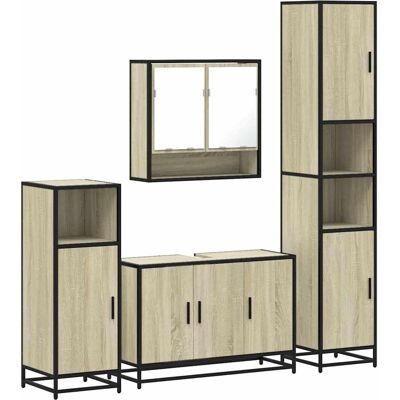 vidaXL Sonoma Eiche Badezimmermöbel-Set - 4 Stück, Feuchtigkeitsbeständig vidaXL Sonoma Eiche Badezimmermöbel-Set - 4 Stück, Feuchtigkeitsbeständig