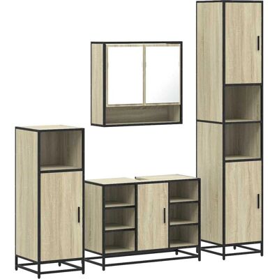 VidaXL Badeværelsesmøbel-Set - Sonoma Eg - Vægmonteret - 4 Stykker VidaXL Badeværelsesmøbel-Set - Sonoma Eg - Vægmonteret - 4 Stykker
